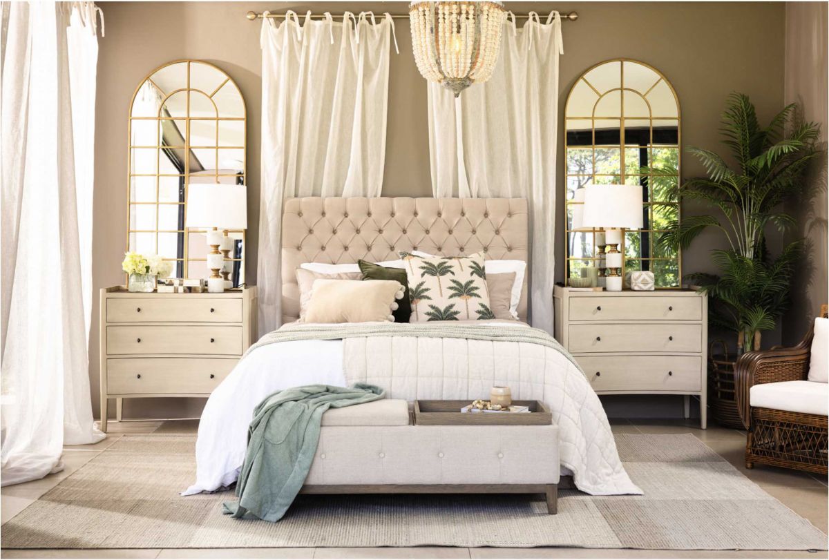 gold arched window pane mirror