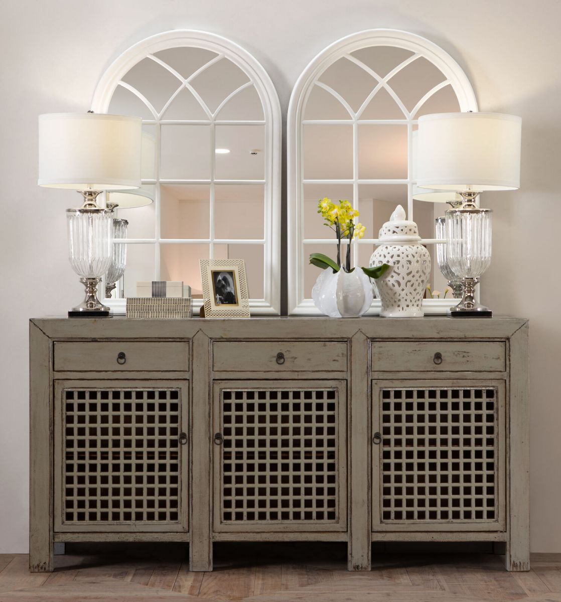 3 door lattice sideboard 