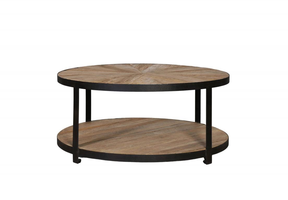 2 tier metal and wood coffee table