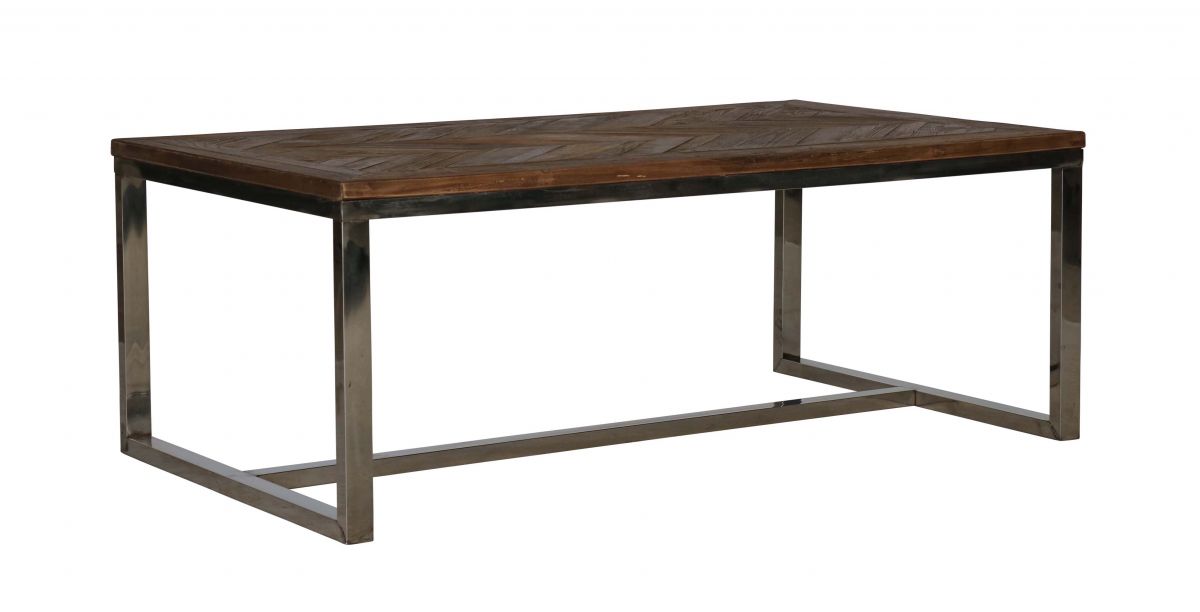 Wooden top coffee table with metal base