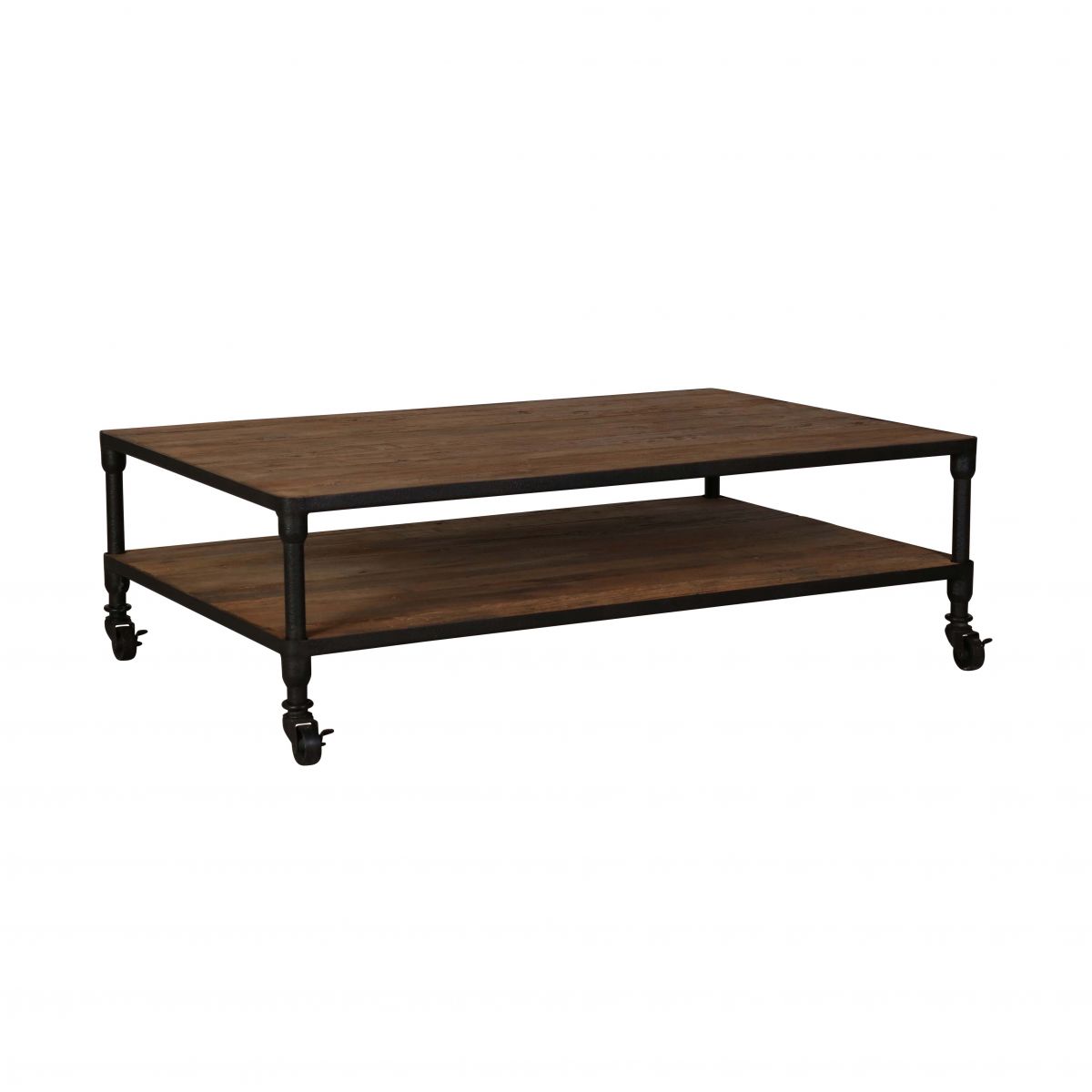 Metal and wood coffee table on castors