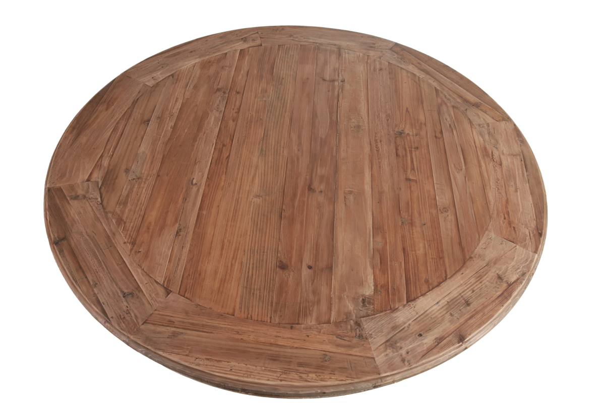 Round pine table with turned pedestal base leg