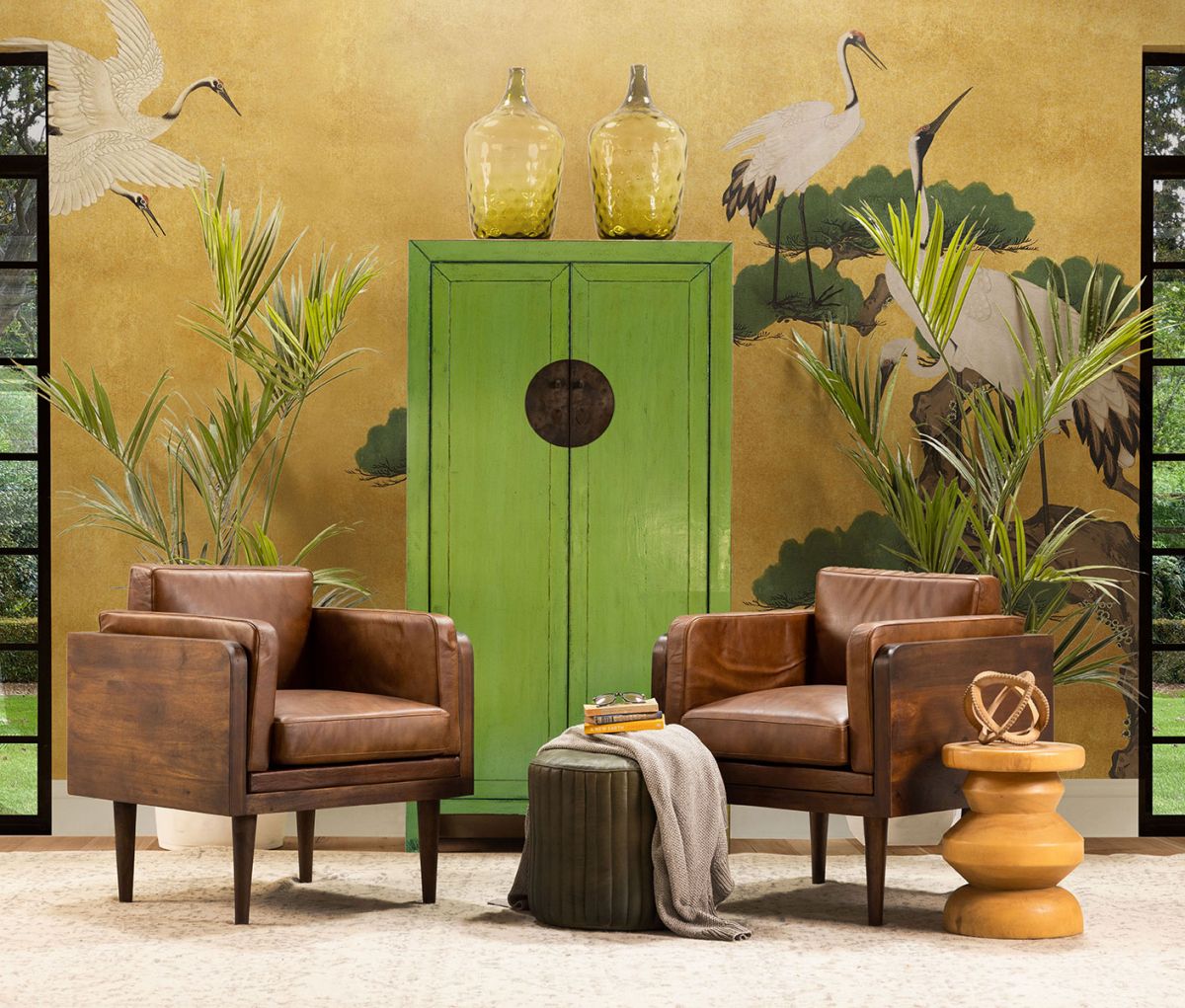 Indochine cupboard with shelving lacquered finish