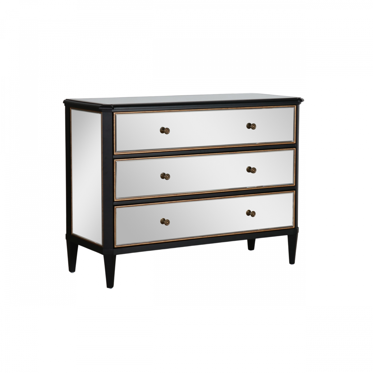 Opulent black mirrored chest of drawers 