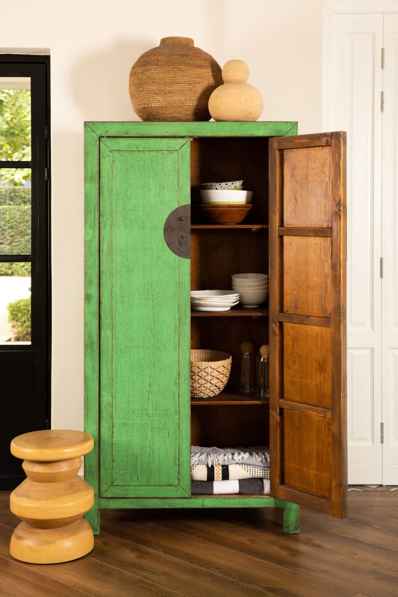 Indochine cupboard with shelving lacquered finish
